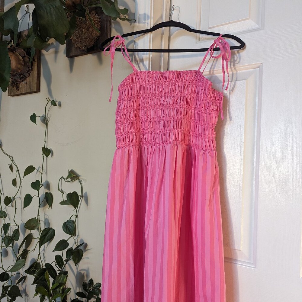 Pink Striped Dress with Pockets